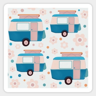 Pastel Daisy Dot Vintage Caravan Pattern Sticker